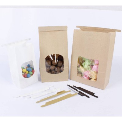 Wholesale Food Packing Customized Brown Tin Tie Bakery Biscuit Cookies Packaging Kraft Paper Bag