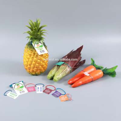 Printed customization rubber band tags label twist ties for packing fresh vegetable